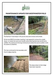 Westminster field Summer Maintenance Update