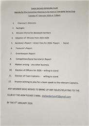 Eagle Bowling Club 2026 AGM