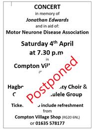 Postponed: Compton Events: Compton Concert in aid of MND Saturday 4th April at 7.30 p.m