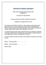 Notice of Casual Vacancy