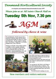 AGM Tuesday 5th November  7.30 pm