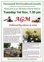 AGM Tuesday 1st Nov, 7.30 pm