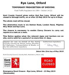 Rye Lane - Emergency Road Closure