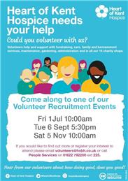 HEART OF KENT HOSPICE NEEDS VOLUNTEERS