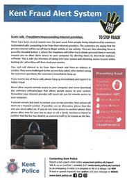 Kent Police Scam Calls Warning