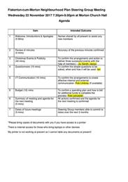 Neighbourhood Plan Meeting on 22 November 2017 7.30pm