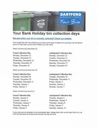 Refuse Collection Dates Over Christmas and the New Year