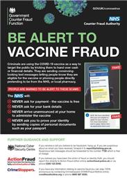 Be Aware of Covid-19 Vaccination Fraud.