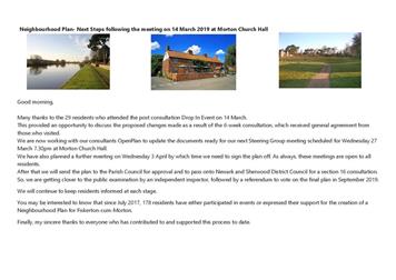 Forthcoming Neighbourhood Plan Steering Group Meetings in March and April 2019