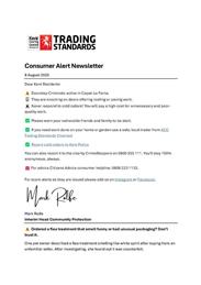 Consumer Alert Newsletter - 8 August 2025