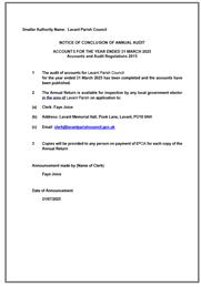 Notice of Conclusion of Annual Audit