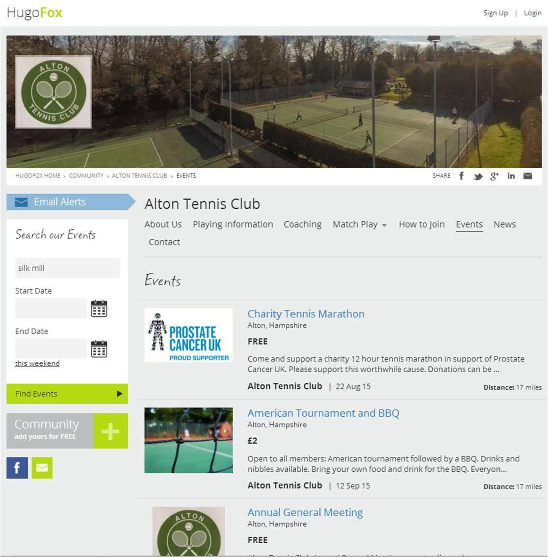 Figure 18: Alton Tennis Club - Events