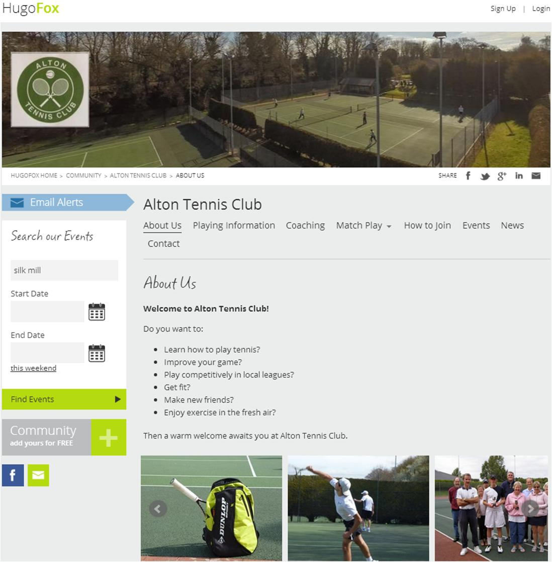 Figure 1: Alton Tennis Club - About Us