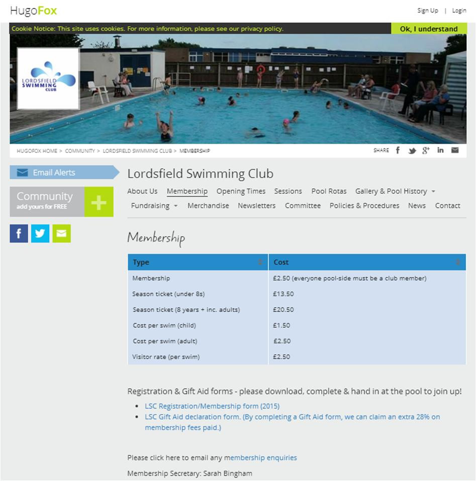 Figure 3: Lordsfield Swimming Club - Membership