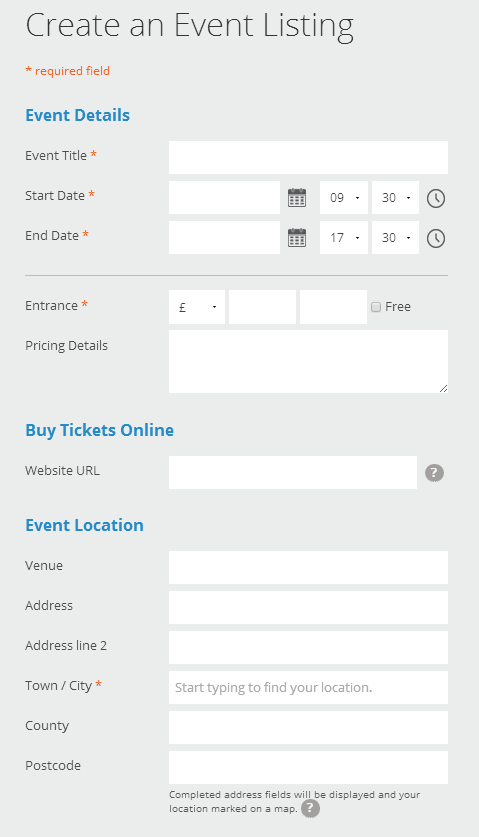 Figure 16: How to creating an event listing